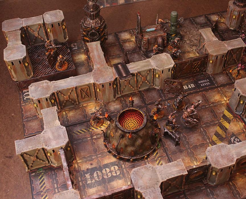 Necromunda board set up with terrain Necromunda board set up with